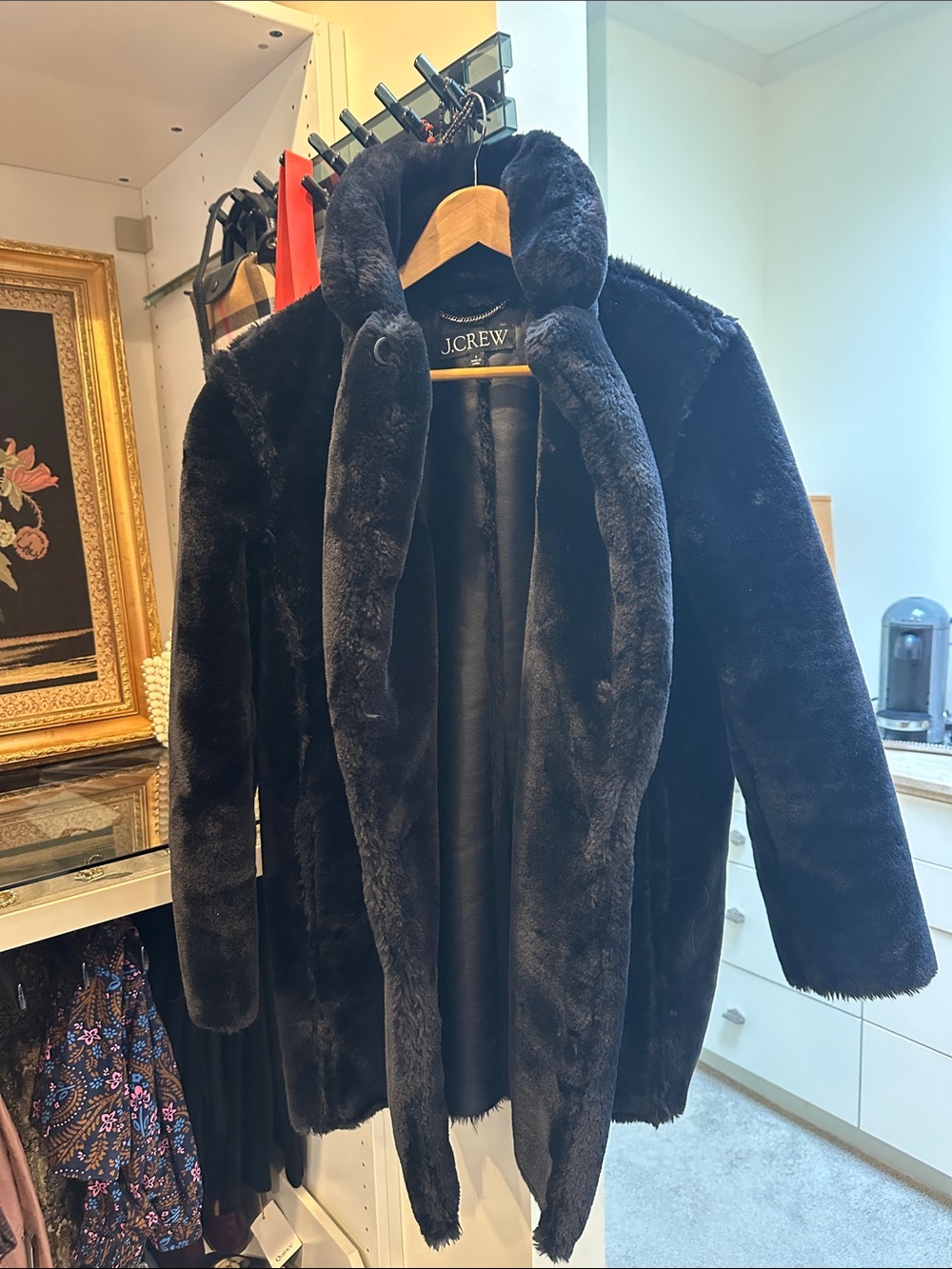 J.Crew Black Faux Fur Teddy Jacket
